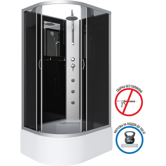 Гидробокс Niagara Classic 120x80 см NG-2510-14RBKTG, серебро/тонированное (безсиликоновая сборка) - фото 2