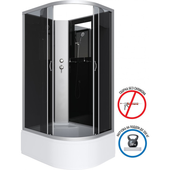 Душевая кабина Niagara Classic 120x80 см NG-2510-14LBK, серебро/тонированное (безсиликоновая сборка) - фото 2