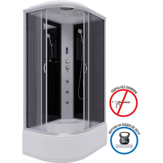 Гидробокс Niagara Classic 120x80 см NG-2510-14RF, серебро/тонированное (безсиликоновая сборка) - фото 2