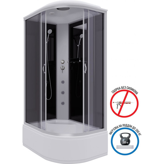 Гидробокс Niagara Classic 120x80 см NG-2510-14LG, серебро/тонированное (безсиликоновая сборка) - фото 2