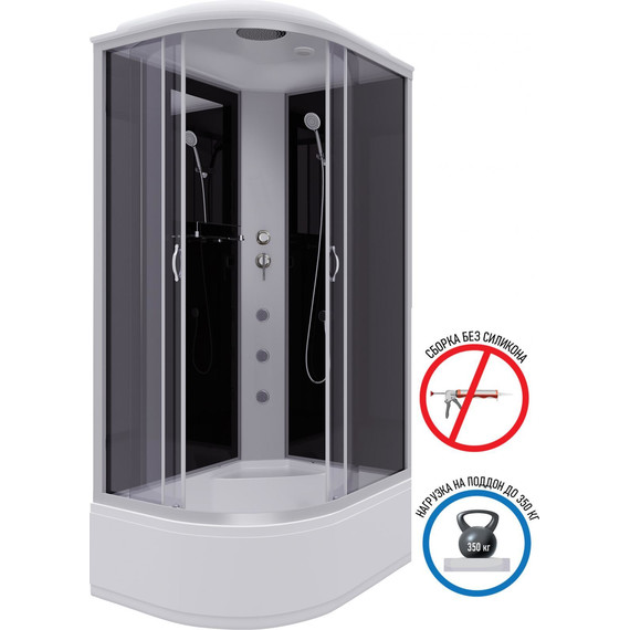 Гидробокс Niagara Classic 120x80 см NG-2510-14RG, серебро/тонированное (безсиликоновая сборка) - фото 2