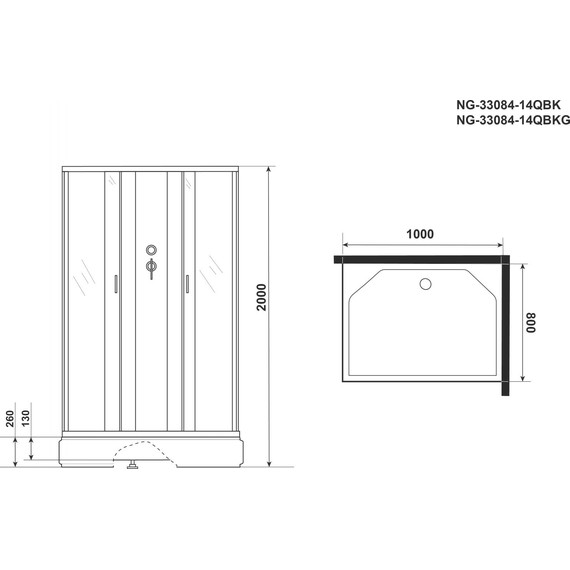 Душевая кабина Niagara Classic 100x80 см NG-33084-14QBK, серебро/матовое (безсиликоновая сборка) - фото 4