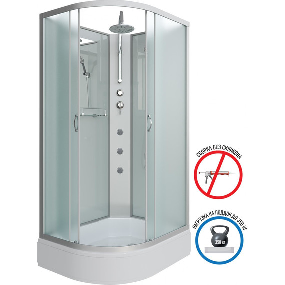 Гидробокс Niagara Classic 100x80 см NG-33084-14RBKTG, серебро/матовое (безсиликоновая сборка) - фото 2