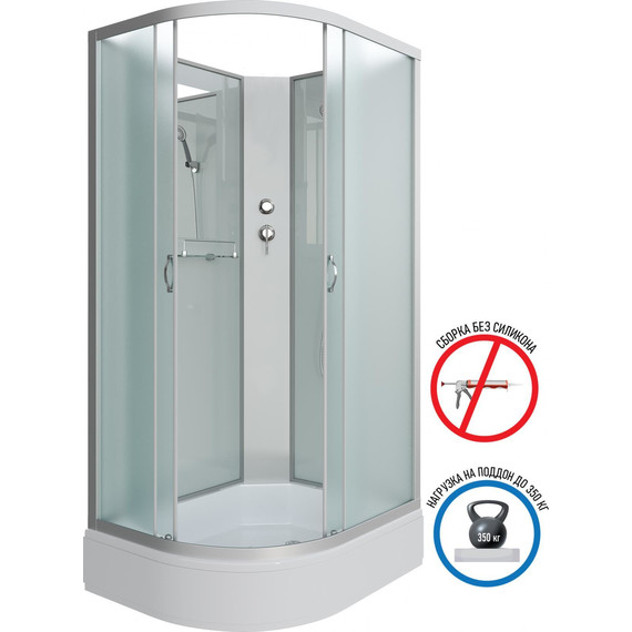 Душевая кабина Niagara Classic 100x80 см NG-33084-14RBK, серебро/матовое (безсиликоновая сборка) - фото 2