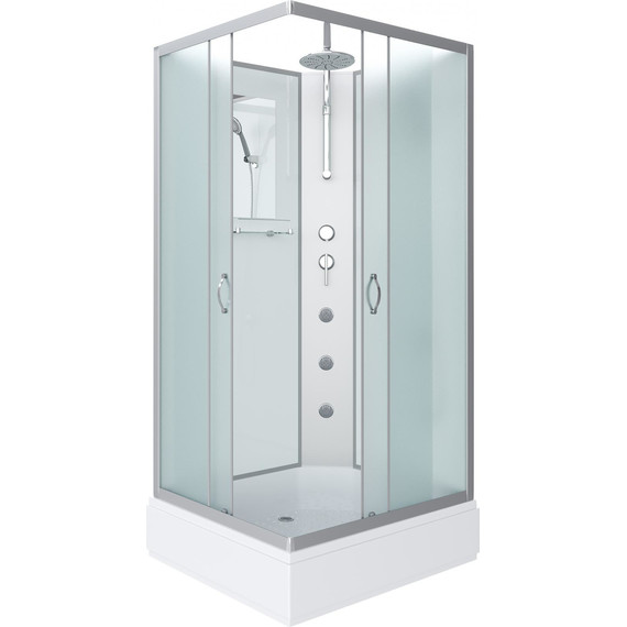 Гидробокс Niagara Classic 100x80 см NG-33084-14QBKTG, серебро/матовое (безсиликоновая сборка) - фото 