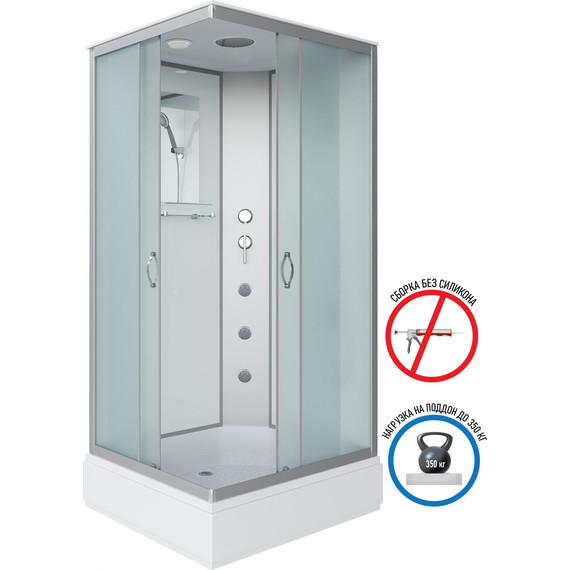 Гидробокс Niagara Classic 100x80 см NG-33084-14QG, серебро/матовое (безсиликоновая сборка) - фото 2