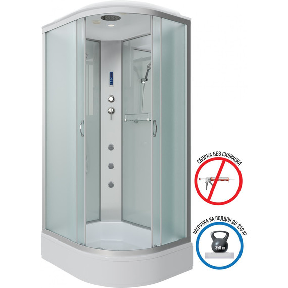 Гидробокс Niagara Classic 100x90 см NG-33094-14LF, серебро/матовое (безсиликоновая сборка) - фото 2