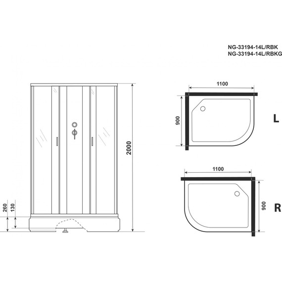 Гидробокс Niagara Classic 110x90 см NG-33194-14RBKG, серебро/матовое (безсиликоновая сборка) - фото 4