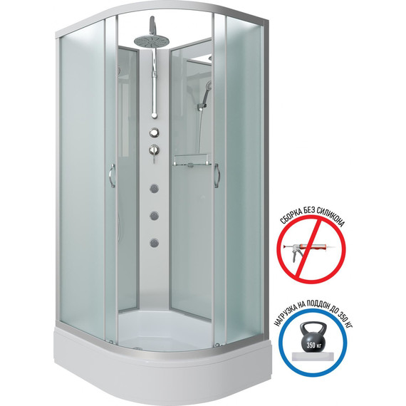 Гидробокс Niagara Classic 130x90 см NG-33394-14LBKTG, серебро/матовое (безсиликоновая сборка) - фото 2