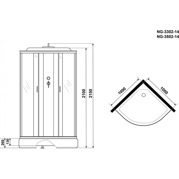 Душевая кабина Niagara Classic 100x100 см NG-3502-14, серебро/тонированное (безсиликоновая сборка) - фото 4