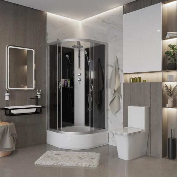 Душевая кабина Niagara Classic 100x100 см NG-3502-14BKT, серебро/тонированное (безсиликоновая сборка) - фото 3