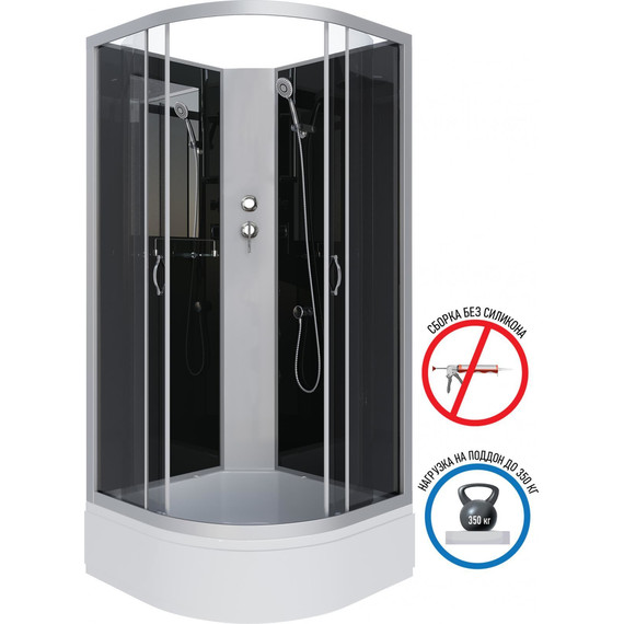 Душевая кабина Niagara Classic 100x100 см NG-3502-14BK, серебро/тонированное (безсиликоновая сборка) - фото 2