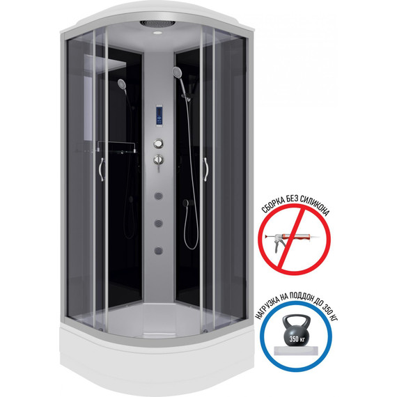 Гидробокс Niagara Classic 100x100 см NG-3502-14F, серебро/тонированное (безсиликоновая сборка) - фото 2