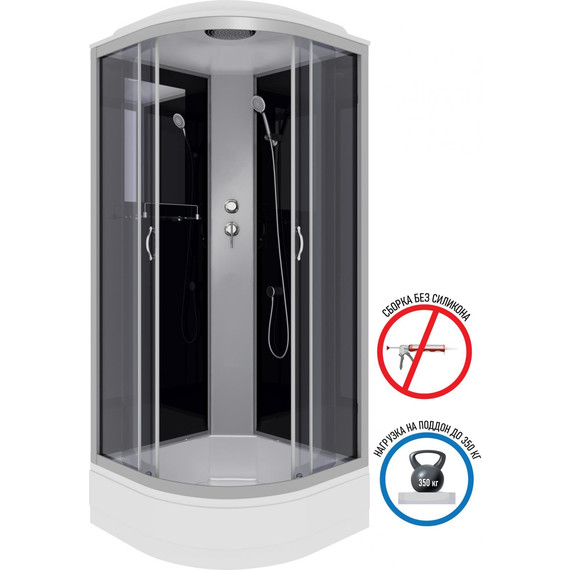 Душевая кабина Niagara Classic 100x100 см NG-3502-14, серебро/тонированное (безсиликоновая сборка) - фото 2