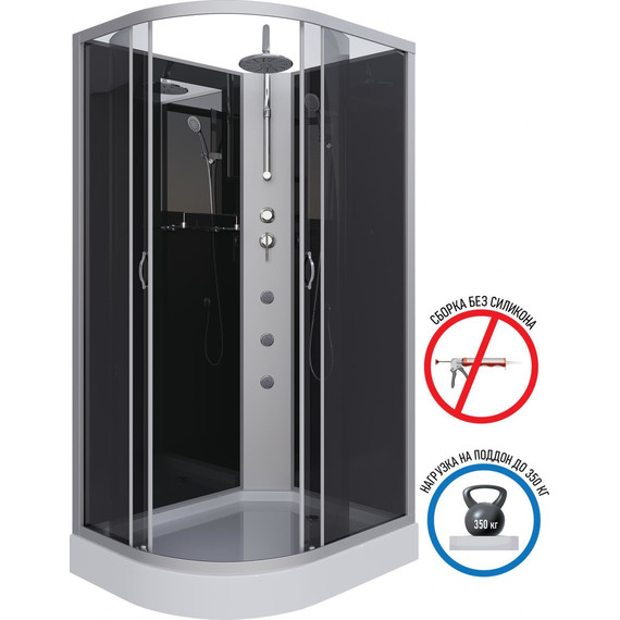 Гидробокс Niagara Classic 120x80 см NG-3512-14RBKTG, серебро/тонированное (безсиликоновая сборка) - фото 2