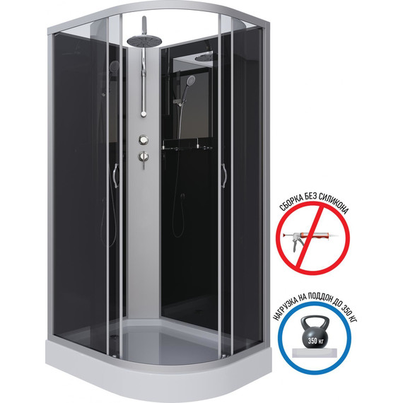 Душевая кабина Niagara Classic 120x80 см NG-3512-14LBKT, серебро/тонированное (безсиликоновая сборка) - фото 2