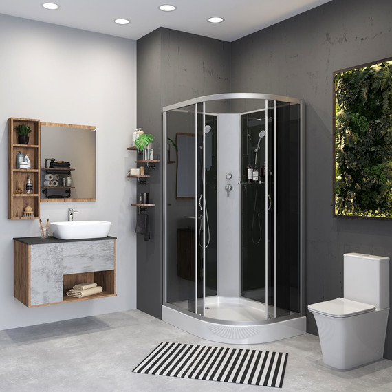 Душевая кабина Niagara Classic 120x80 см NG-3512-14LBK, серебро/тонированное (безсиликоновая сборка) - фото 3