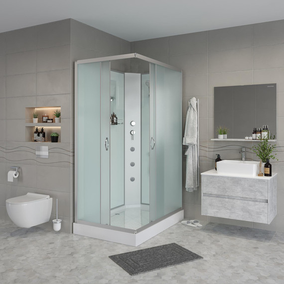 Гидробокс Niagara Classic 110x80 см NG-43185-14QBKG, серебро/матовое (безсиликоновая сборка) - фото 3