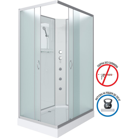 Гидробокс Niagara Classic 110x80 см NG-43185-14QBKG, серебро/матовое (безсиликоновая сборка) - фото 2