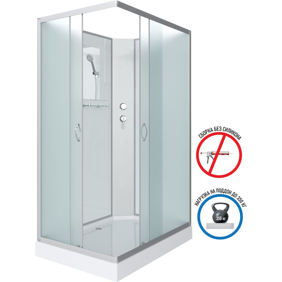 Душевая кабина Niagara Classic 120x80 см NG-43285-14QBK, серебро/матовое (безсиликоновая сборка) - фото 2