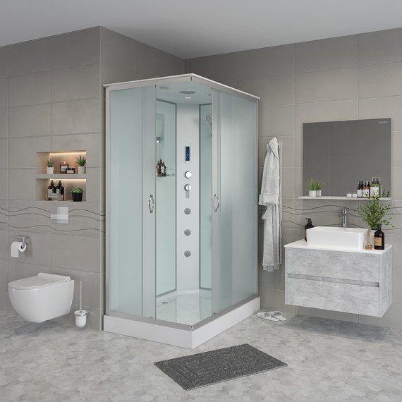 Гидробокс Niagara Classic 120x80 см NG-43285-14QF, серебро/матовое (безсиликоновая сборка) - фото 3