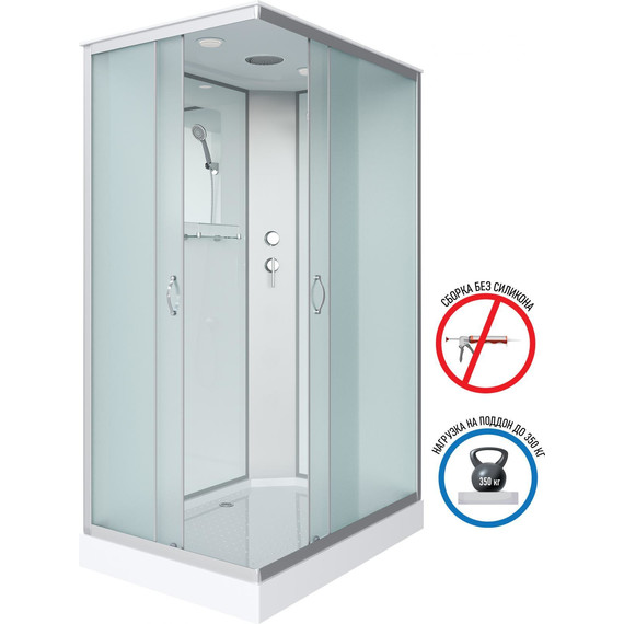 Душевая кабина Niagara Classic 100x80 см NG-43085-14Q, серебро/матовое (безсиликоновая сборка) - фото 2