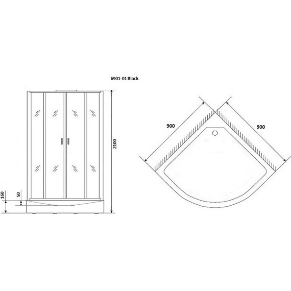 Душевая кабина Niagara Premium 100x100 см NG-6902-01 BLACK, матовый черный/тонированное (безсиликоновая сборка) - фото 3