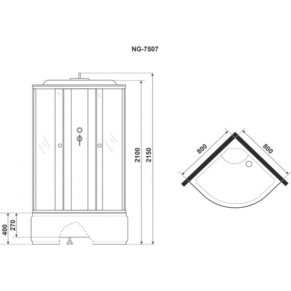 Душевая кабина Niagara Eco 80x80 см E80/40/TN, хром матовый/тонированное (безсиликоновая сборка) - фото 4