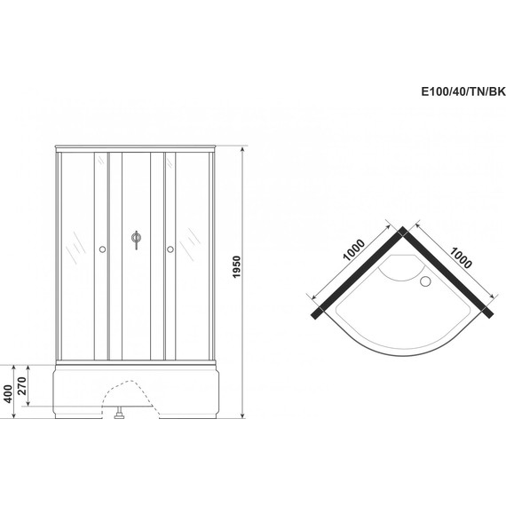 Душевая кабина Niagara Eco 100x100 см E100/40/TN/BK, хром матовый/тонированное (безсиликоновая сборка) - фото 4
