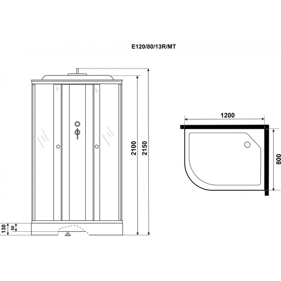 Душевая кабина Niagara Eco 120x80 см E120/80/13R/MT, хром матовый/матовое (безсиликоновая сборка) - фото 4