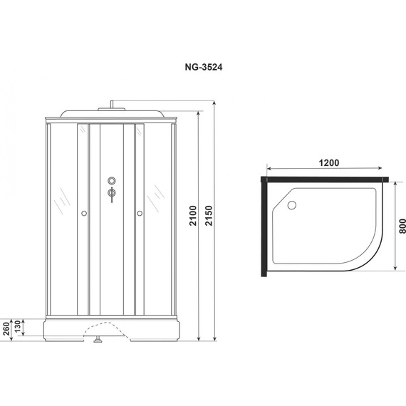 Душевая кабина Niagara Eco 120x80 см E120/80/26L/TN, хром матовый/тонированное (безсиликоновая сборка) - фото 4