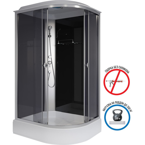 Душевая кабина Niagara Eco 120x80 см E120/80/26L/TN, хром матовый/тонированное (безсиликоновая сборка) - фото 