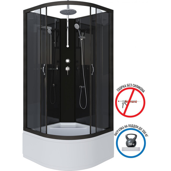 Душевая кабина Niagara Classic 90x90 см NG-6508-14BKT, чёрный/тонированное (безсиликоновая сборка) - фото 2