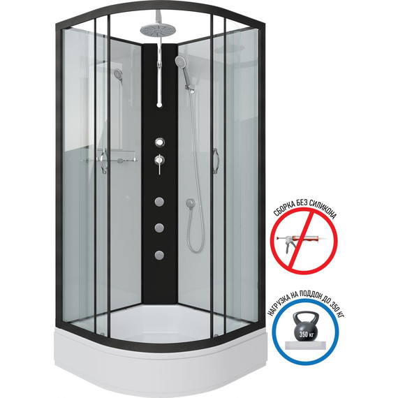 Гидробокс Niagara Classic 100x100 см NG-6702-14BKTG, чёрный/прозрачное (безсиликоновая сборка) - фото 2