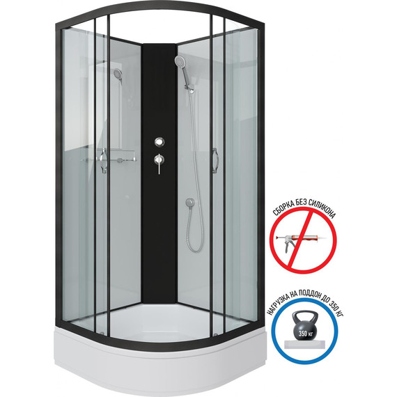 Душевая кабина Niagara Classic 100x100 см NG-6702-14BK, чёрный/прозрачное (безсиликоновая сборка) - фото 2