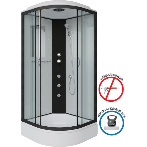 Гидробокс Niagara Classic 100x100 см NG-6702-14G, чёрный/прозрачное (безсиликоновая сборка) - фото 2