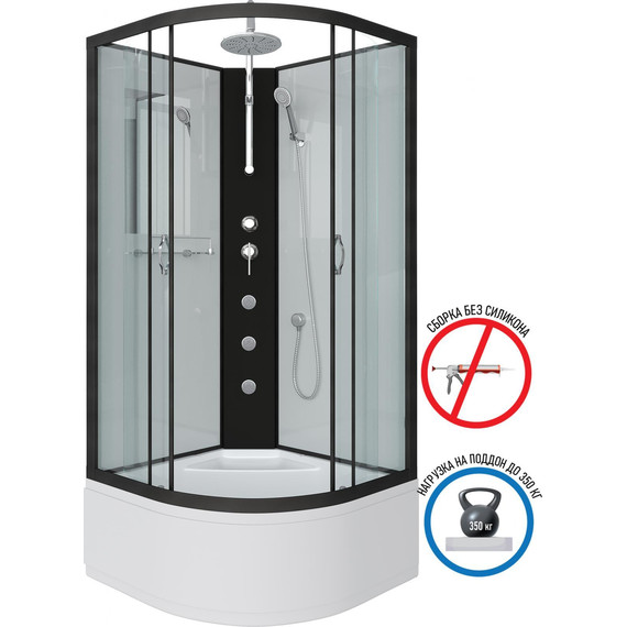 Гидробокс Niagara Classic 100x100 см NG-6709-14BKTG, чёрный/прозрачное (безсиликоновая сборка) - фото 2