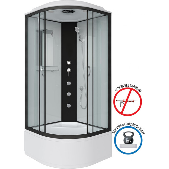 Гидробокс Niagara Classic 100x100 см NG-6709-14G, чёрный/прозрачное (безсиликоновая сборка) - фото 2