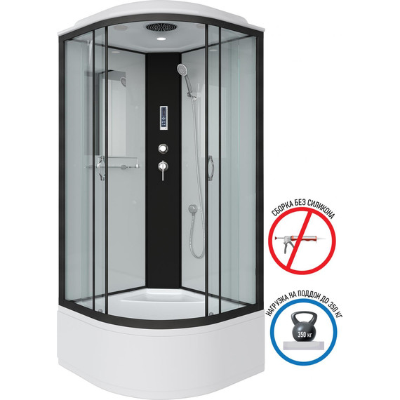Душевая кабина Niagara Classic 100x100 см NG-6709-14P, чёрный/прозрачное (безсиликоновая сборка) - фото 2