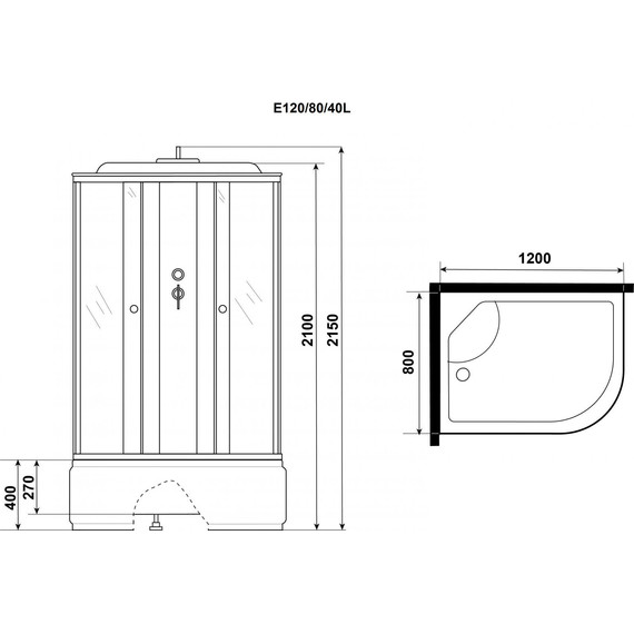Душевая кабина Niagara Eco 120x80 см E120/80/40L/MT, хром матовый/матовое (безсиликоновая сборка) - фото 4