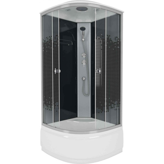Душевая кабина Niagara Eco 100x100 см NG-7509-14BLACK, хром матовый/узор (безсиликоновая сборка) - фото 2