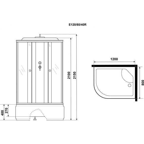 Душевая кабина Niagara Eco 120x80 см E120/80/40R/MT, хром матовый/матовое (безсиликоновая сборка) - фото 4
