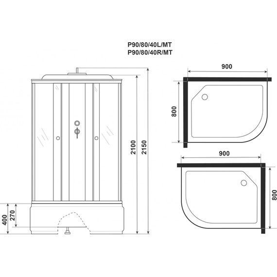 Душевая кабина Niagara Promo 90x80 см P90/80/40L/MT, белый/матовое (безсиликоновая сборка) - фото 4
