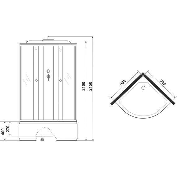 Душевая кабина Niagara Promo 90x90 см P90/40/MT, белый/матовое (безсиликоновая сборка) - фото 4