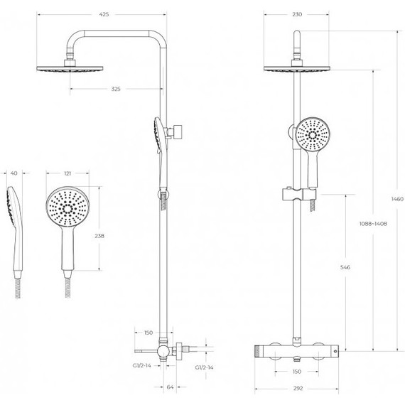 Душевая стойка Cezares RELAX-CD-BORO, брашированное золото, Цвет производителя: брашированное золото - фото 7