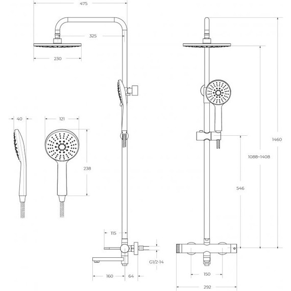 Душевая стойка Cezares RELAX-CVD-GM, оружейная сталь - фото 8