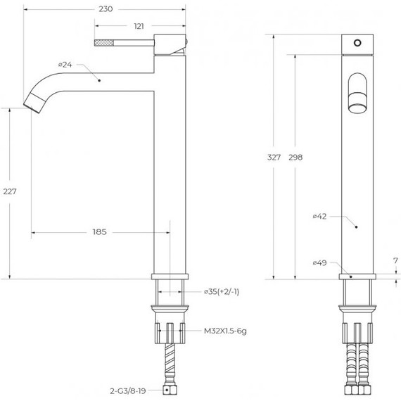 Смеситель для раковины высокий Cezares RELAX-LC1-BORO-W0, брашированное золото, Цвет производителя: брашированное золото - фото 5