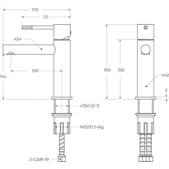 Смеситель для раковины Cezares RELAX-LS2-BORO, брашированное золото, Цвет производителя: брашированное золото - фото 4
