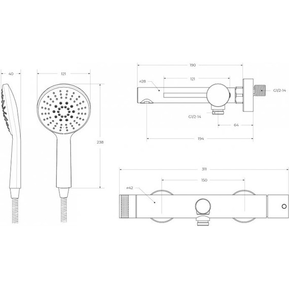 Смеситель для ванны Cezares RELAX-VD-IN, сатин, Цвет производителя: сатин - фото 5