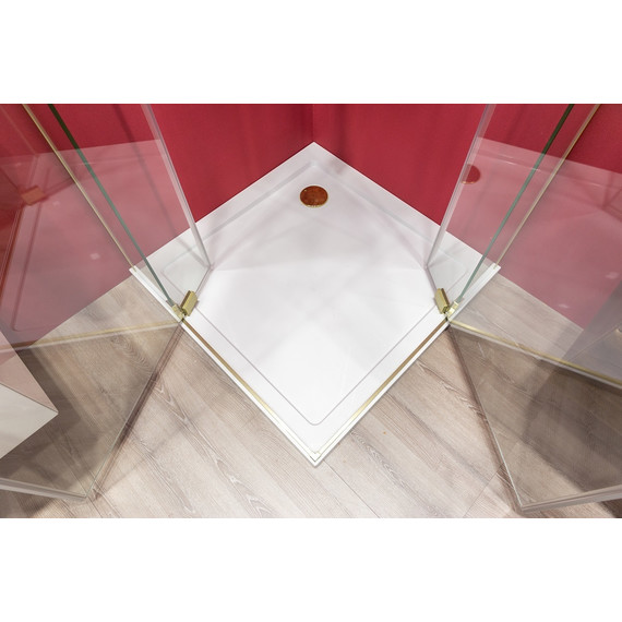 Душевое ограждение Cezares SLIDER-A-2-70/80-C-BORO (70-80)x(70-80) см (стекло 8 мм) брашированное золото/прозрачное - фото 10